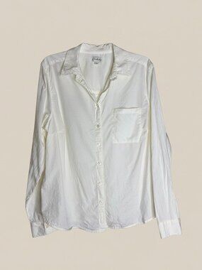 Button Down Shirt 1X Ivory Cotton Wonderly